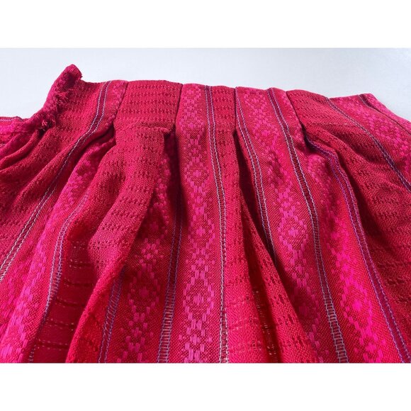 Vintage 70s curtain, red, pink, purple stripes, ruffled top, pleated panel - Picture 6 of 10
